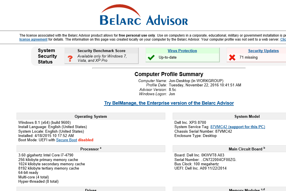 Belarc Advisor For Mac